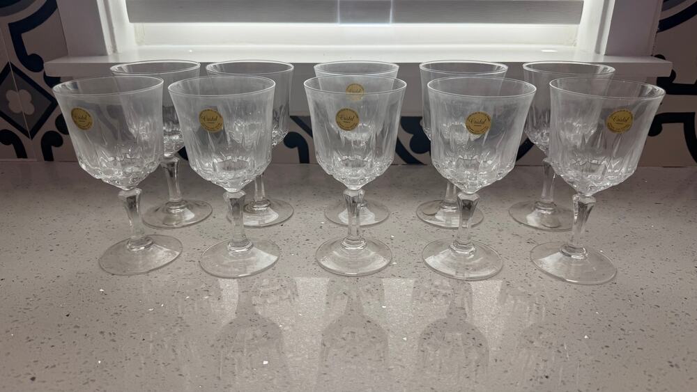 Vintage Vintage Salem French 24% Lead Crystal Water Goblets Set of 10 6.25"